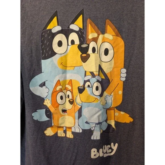 Bluey Family Graphic T-Shirt Men’s XL Blue Cotton Blend Short Sleeve Disney BBC - Picture 8 of 9